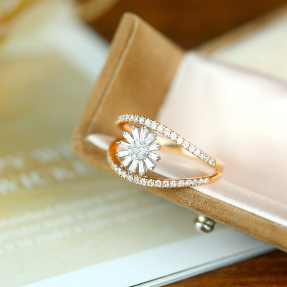 14k Gold 0.50 Ct Natural H Diamond Ring - 3
