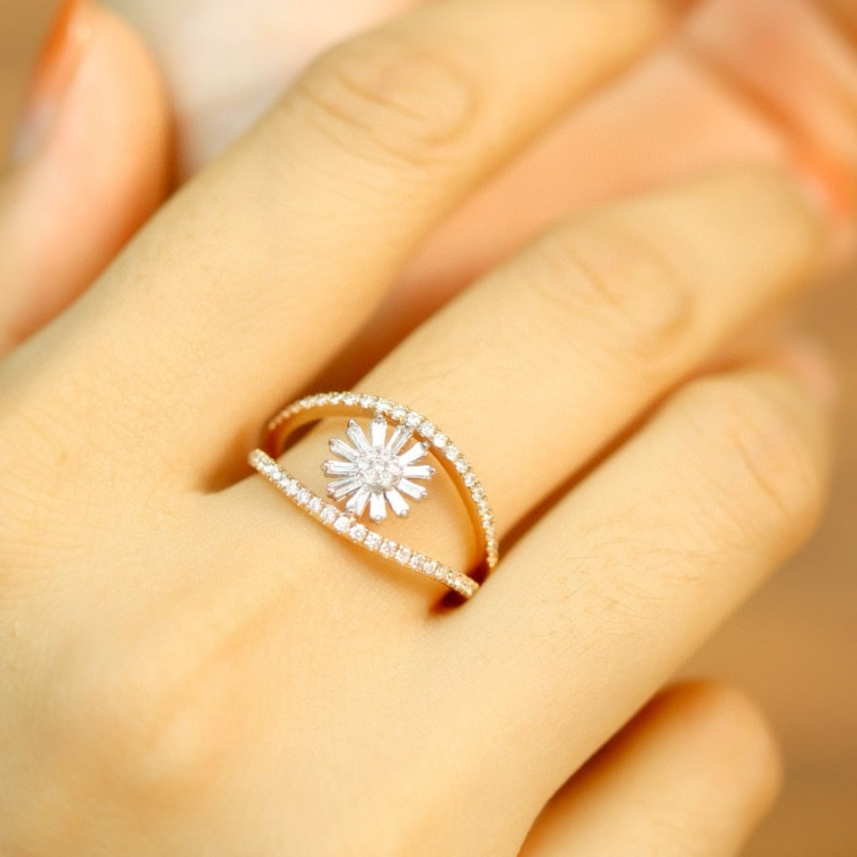 14k Gold 0.50 Ct Natural H Diamond Ring - 5
