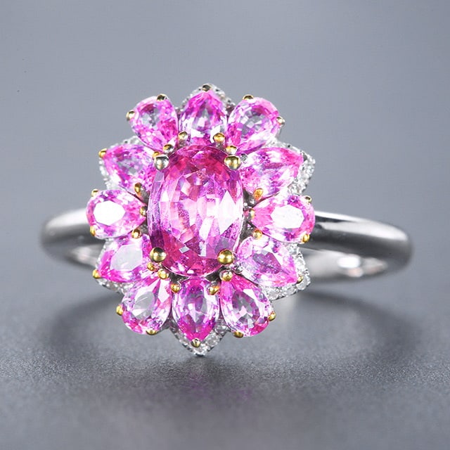 14k Gold 2.72 Ctw Natural Padparadscha Sapphire & Diamond Ring - 2