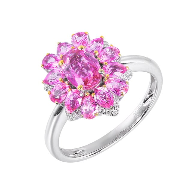 14k Gold 2.72 Ctw Natural Padparadscha Sapphire & Diamond Ring - 4