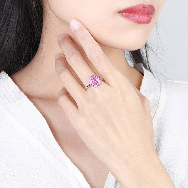 14k Gold 2.72 Ctw Natural Padparadscha Sapphire & Diamond Ring - 5
