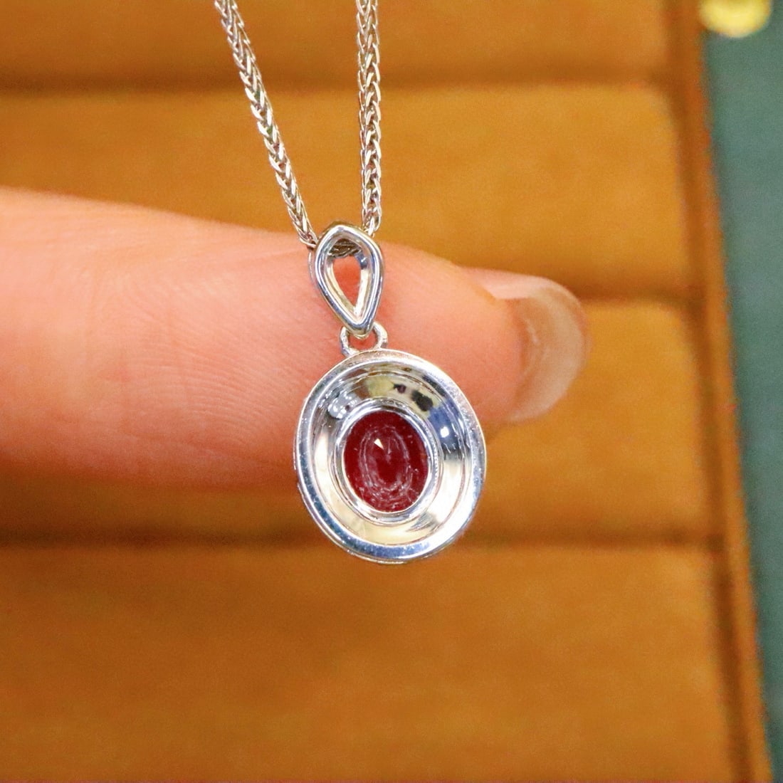 14k Gold 0.81 Ctw Natural Ruby & Diamond Pendant( Without Chain ) - 4