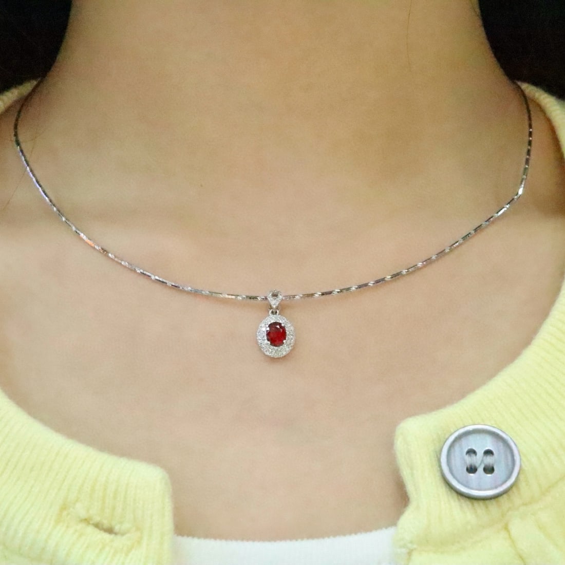 14k Gold 0.81 Ctw Natural Ruby & Diamond Pendant( Without Chain ) - 5