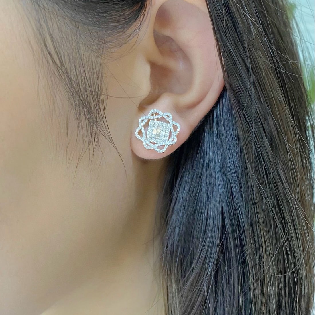 14k Gold 1.00 Ct Natural H Diamond Earrings - 3