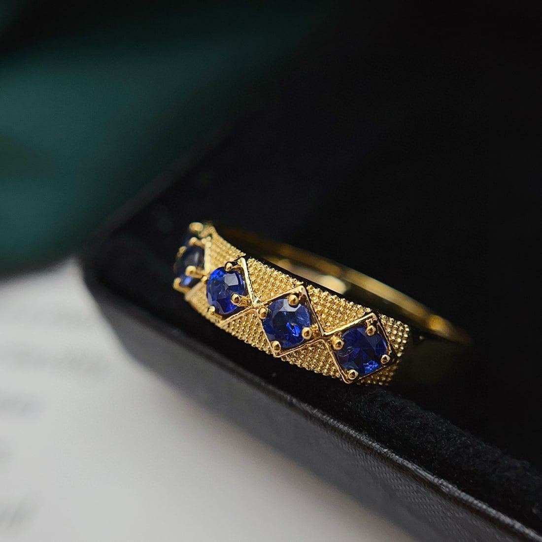 14k Gold 1.00 Ct Natural Sapphire Ring - 5