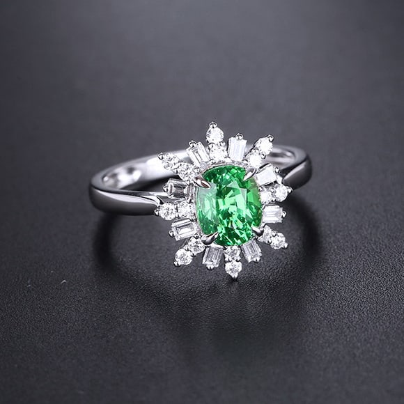 14k Gold 1.73 Ctw Natural Tsavorite & Diamond Ring - 3