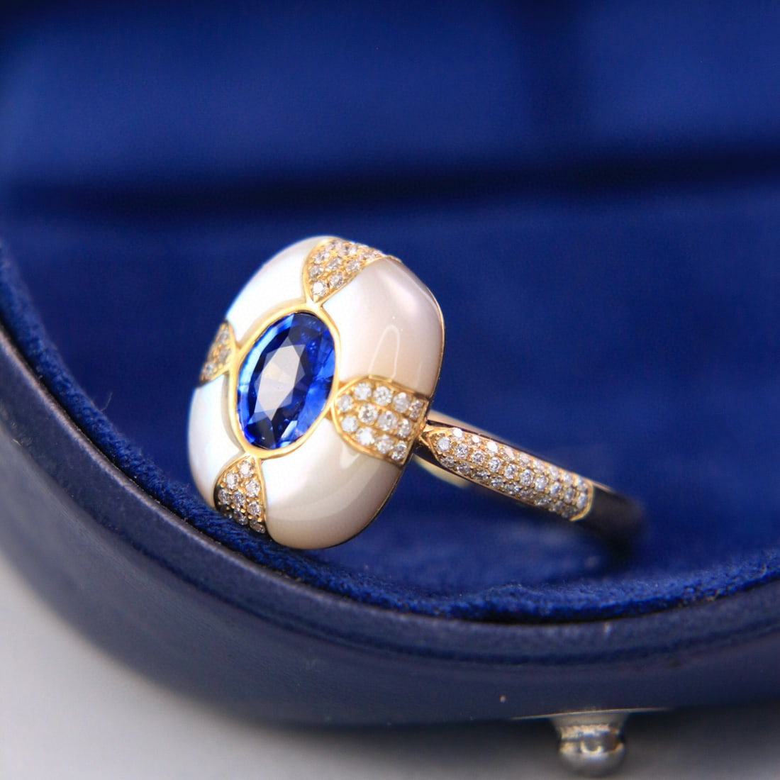 14k Gold 1.38 Ctw Natural Sapphire & Diamond Ring - 4