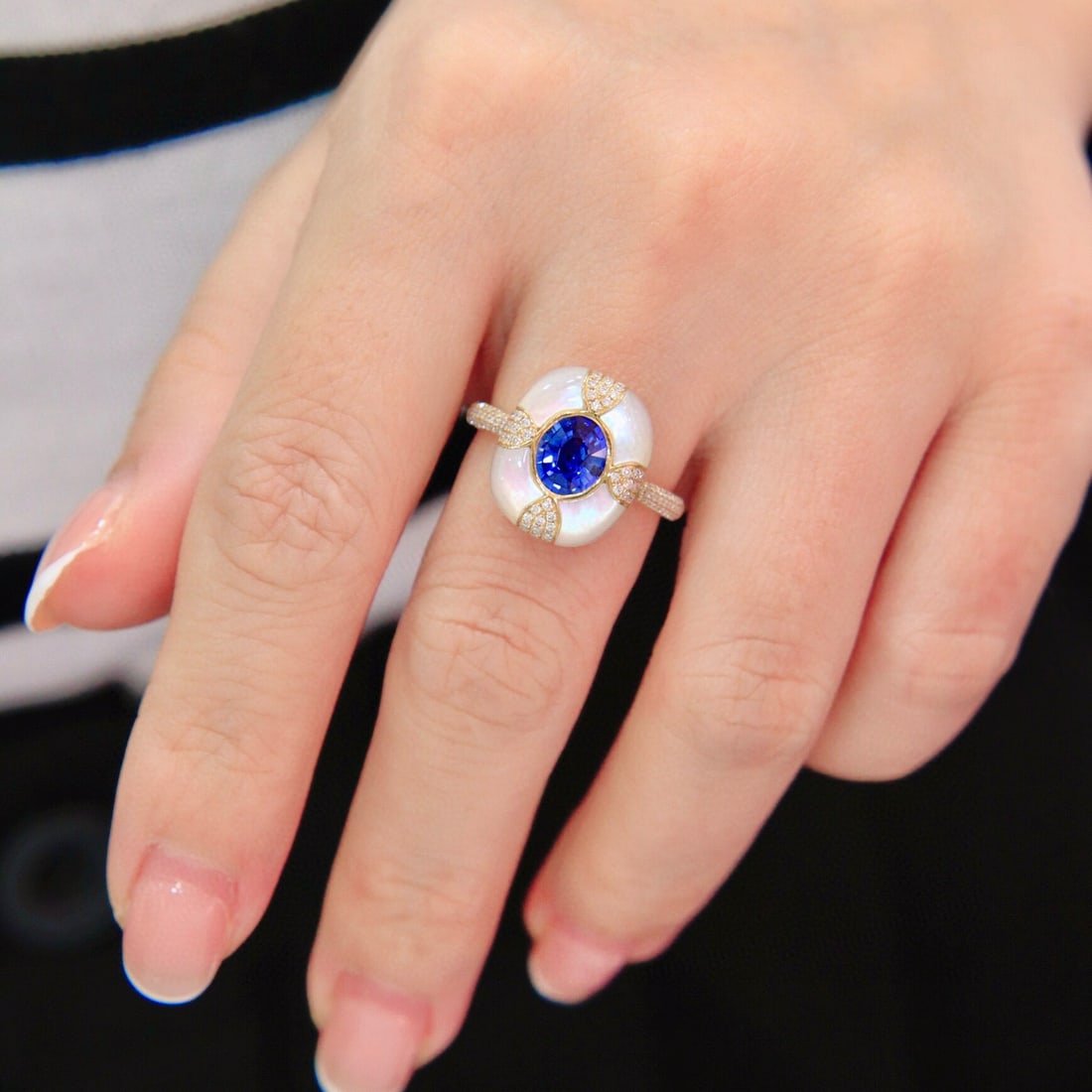 14k Gold 1.38 Ctw Natural Sapphire & Diamond Ring - 5