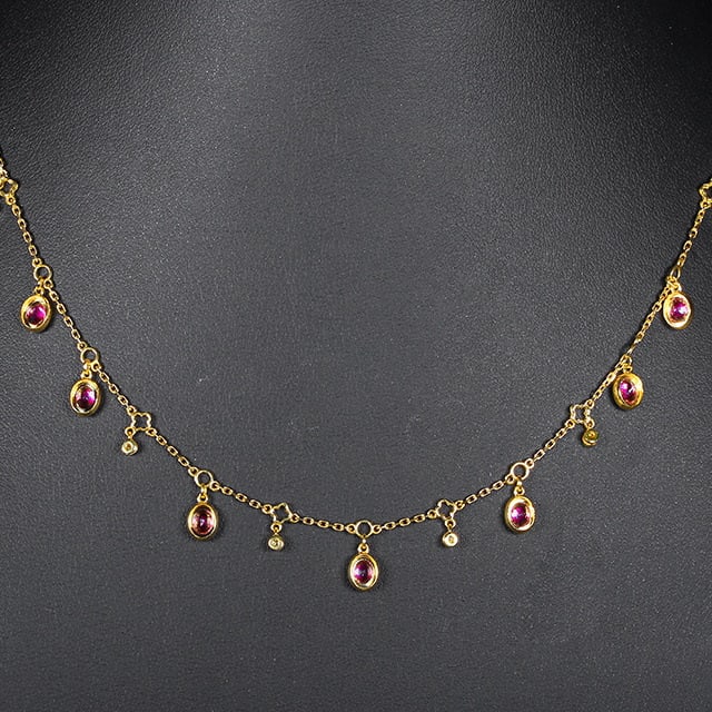 14k Gold 1.94 Ctw Natural Padparadscha Sapphire & Diamond Necklace - 4