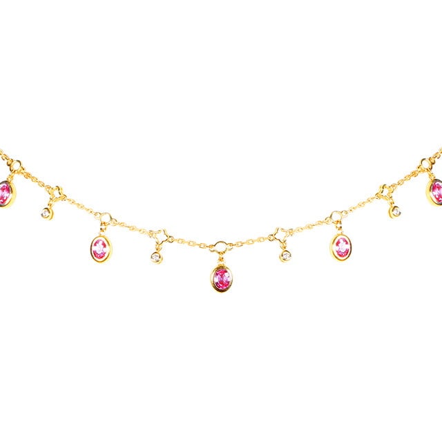 14k Gold 1.94 Ctw Natural Padparadscha Sapphire & Diamond Necklace - 5