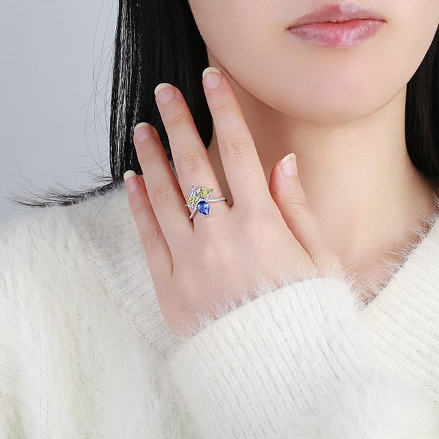 14k Gold 1.24 Ctw Vivid Blue Natural Sapphire & Diamond Ring - 4
