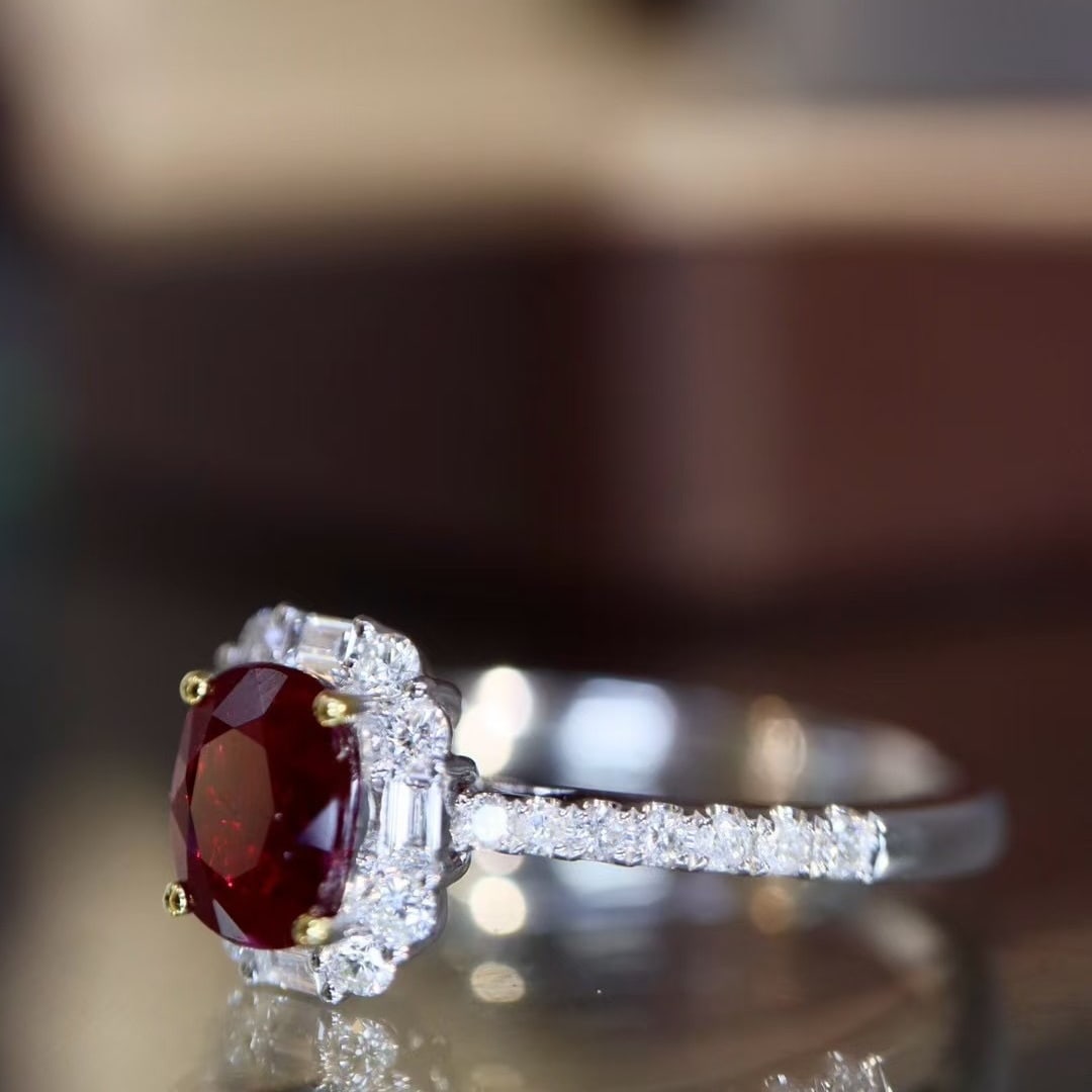 14k Gold 1.09 Ctw Vivid Red Natural Ruby & Diamond Ring - 2