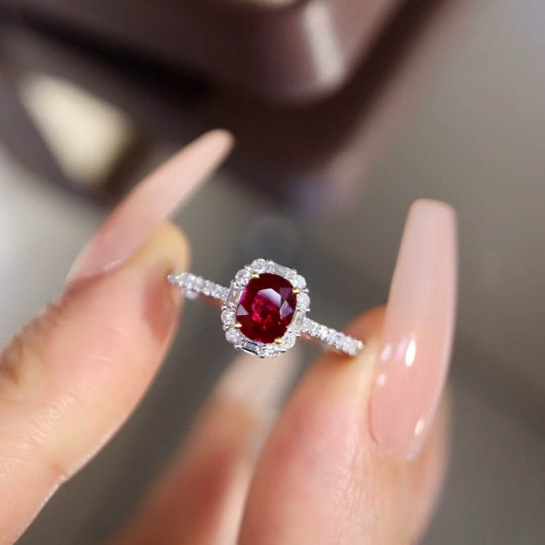 14k Gold 1.09 Ctw Vivid Red Natural Ruby & Diamond Ring - 3