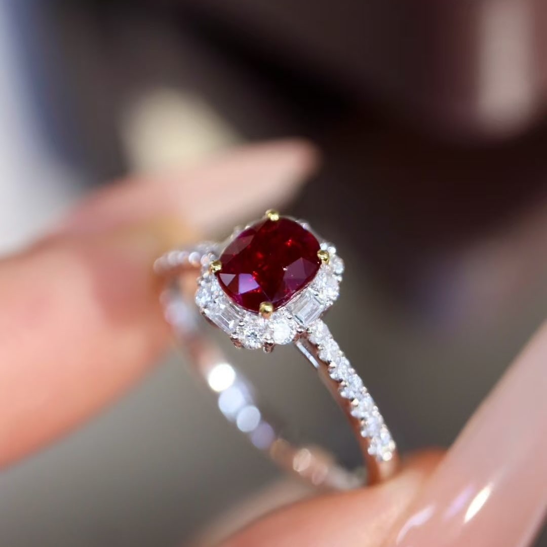 14k Gold 1.09 Ctw Vivid Red Natural Ruby & Diamond Ring - 4