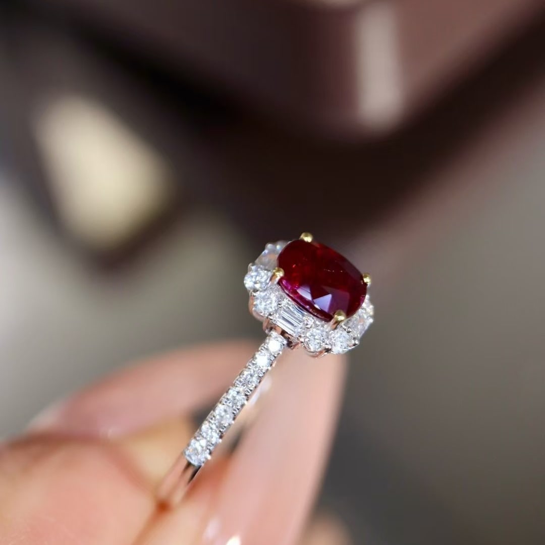 14k Gold 1.09 Ctw Vivid Red Natural Ruby & Diamond Ring - 5