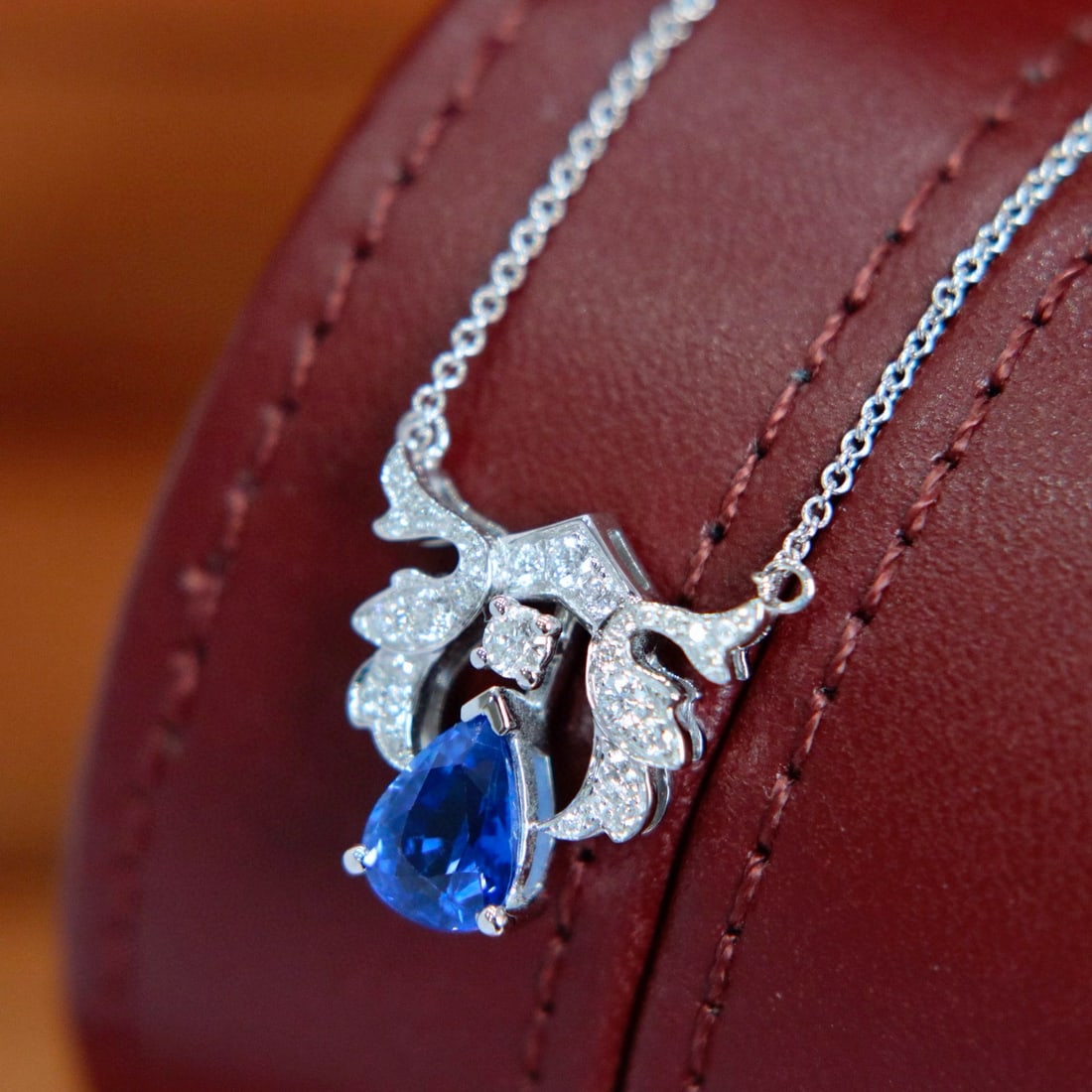 14k Gold 1.33 Ctw Natural Sapphire & Diamond Necklace - 2