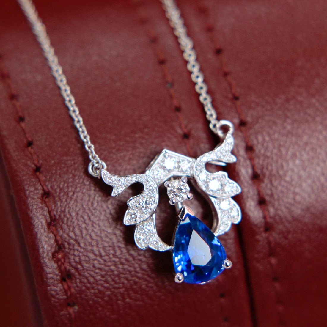 14k Gold 1.33 Ctw Natural Sapphire & Diamond Necklace - 3