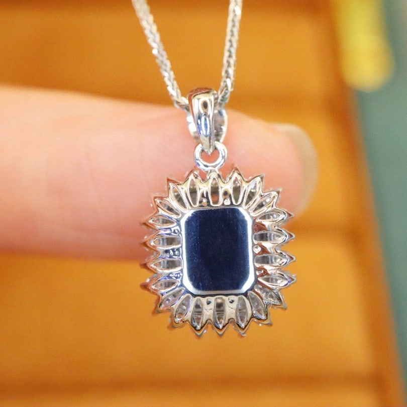 14k Gold 1.46 Ctw Natural Sapphire & Diamond Pendant( Without Chain ) - 4
