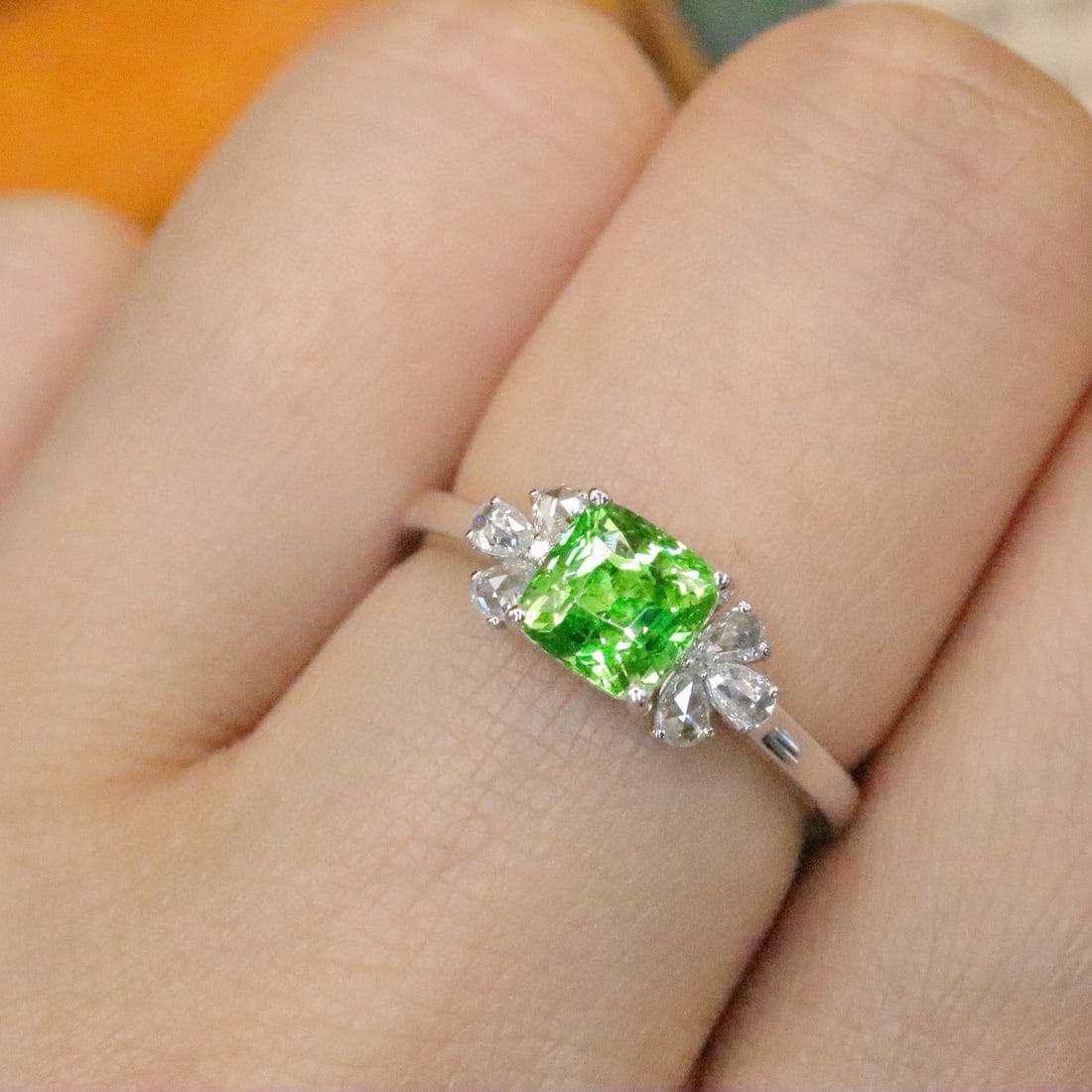 14k Gold 1.19 Ctw Natural Tsavorite & Diamond Ring - 5