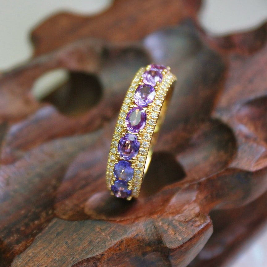 14k Gold 1.70 Ctw Natural Sapphire & Diamond Ring - 2