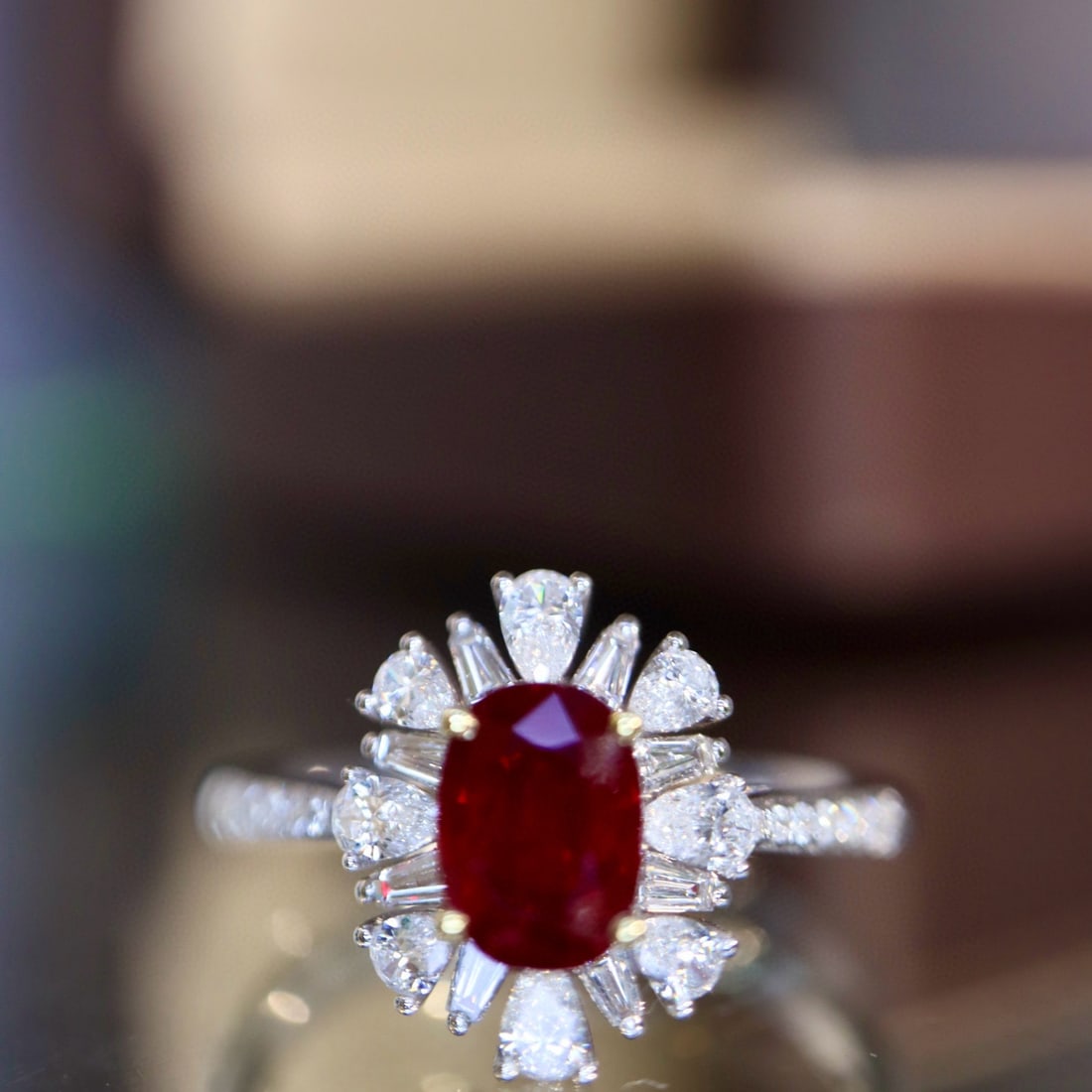 14k Gold 1.52 Ctw Natural Ruby & Diamond Ring: Ref:230976182 // gold content:14k gold // ring size:7. 25us // // main gemstone:ruby // shape:oval // carat weight:1ct // color:red // treatment:natural // // adjacent gemstone 2 : diamond //