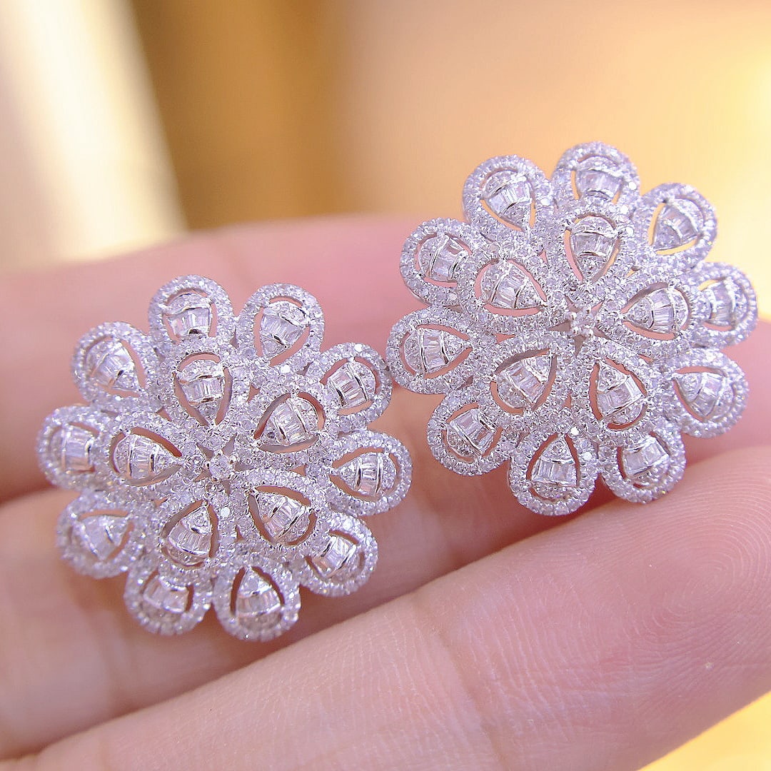 14k Gold 1.7 Ct Natural H Diamond Earrings - 2