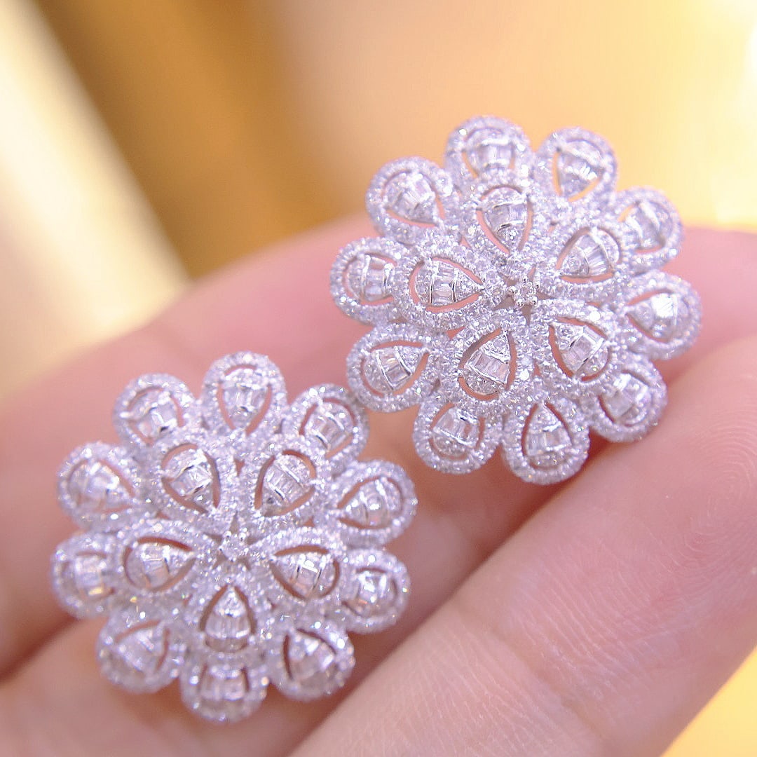 14k Gold 1.7 Ct Natural H Diamond Earrings - 7