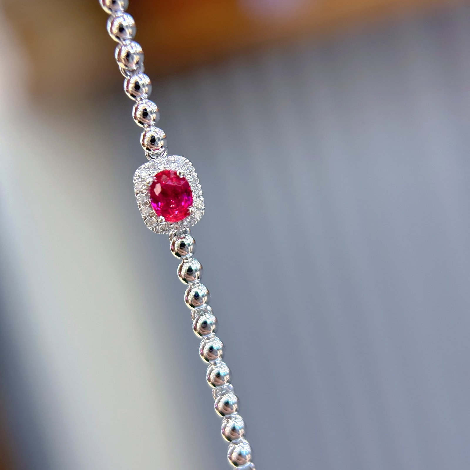 14k Gold 0.3 Ct Natural Ruby & Diamond Bracelet - 2