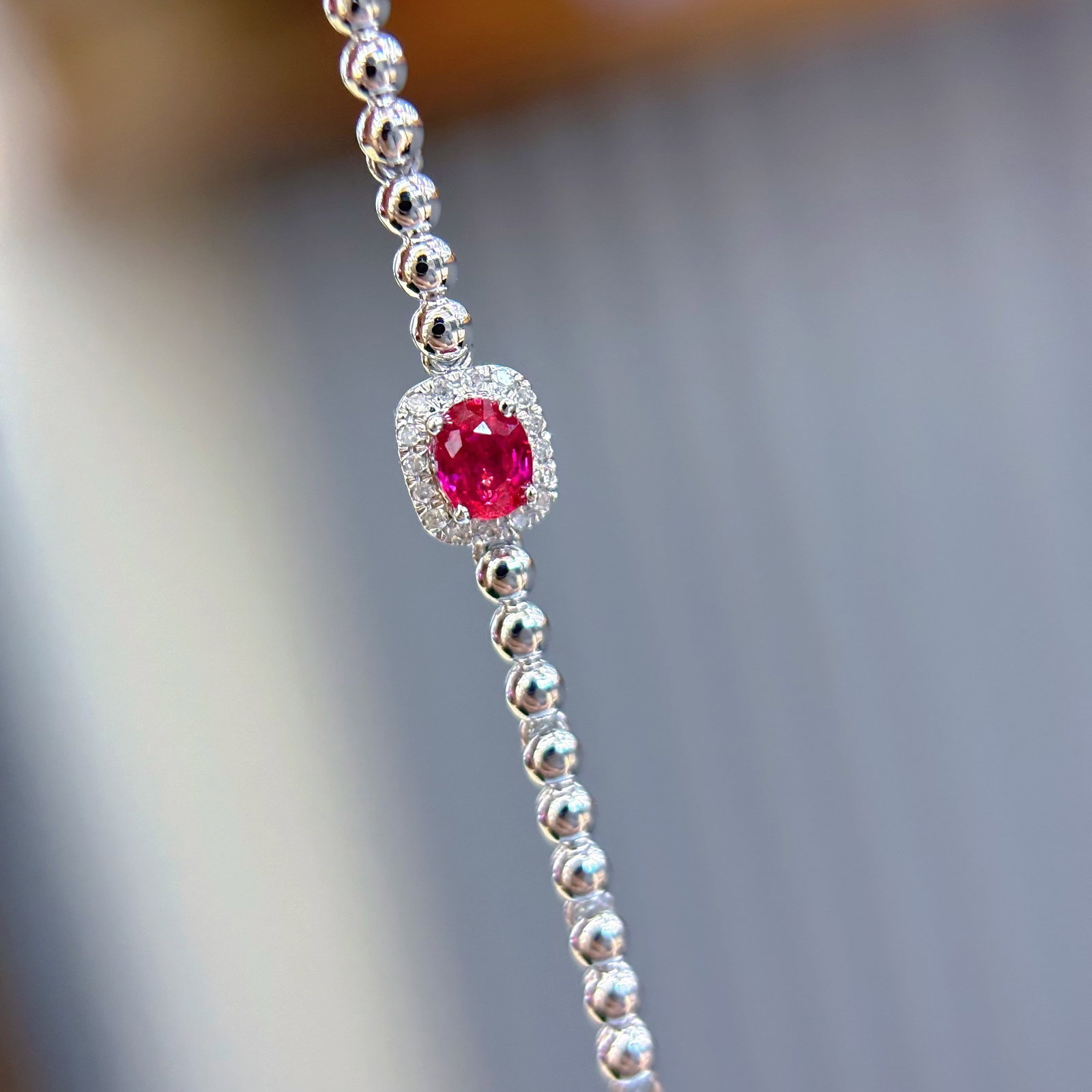14k Gold 0.3 Ct Natural Ruby & Diamond Bracelet - 3