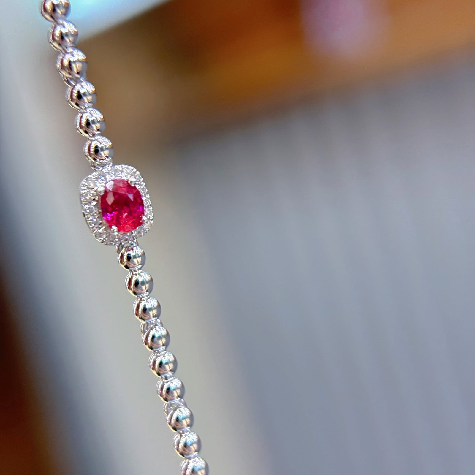 14k Gold 0.3 Ct Natural Ruby & Diamond Bracelet - 4