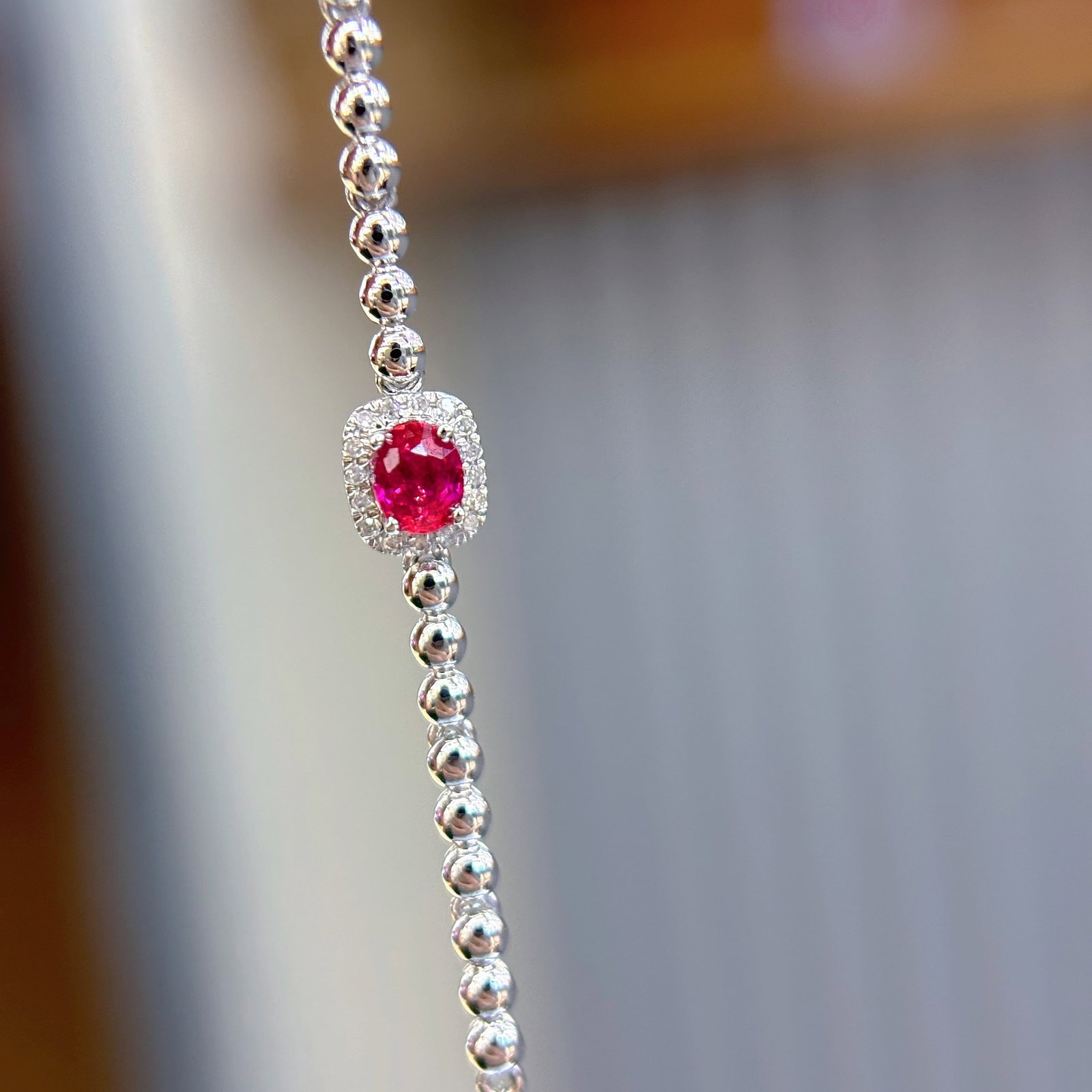14k Gold 0.3 Ct Natural Ruby & Diamond Bracelet - 6