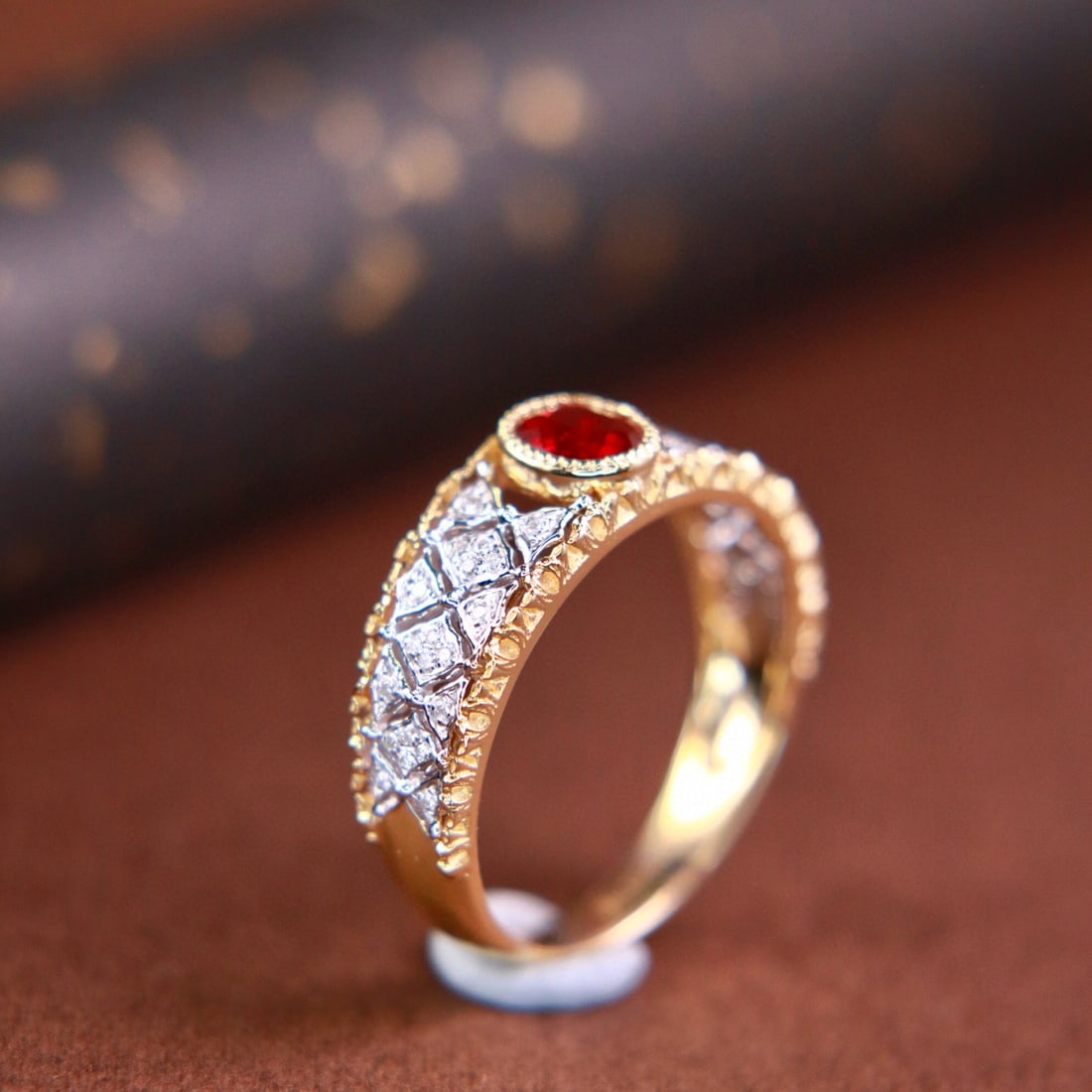 14k Gold 0.57 Ctw Natural Ruby & Diamond Ring - 5
