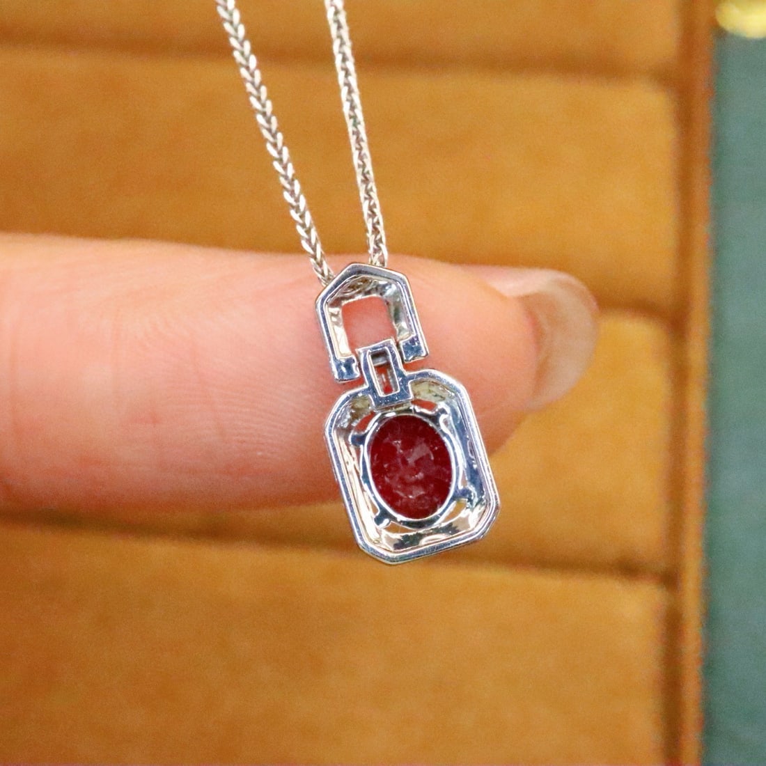 14k Gold 0.96 Ctw Natural Ruby & Diamond Pendant( Without Chain ) - 4