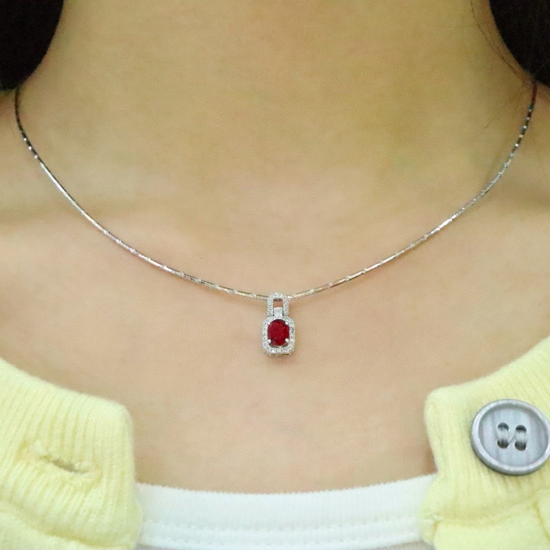 14k Gold 0.96 Ctw Natural Ruby & Diamond Pendant( Without Chain ) - 5