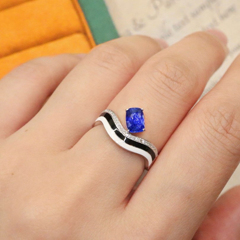 14k Gold 1.12 Ctw Natural Sapphire & Diamond Ring - 5