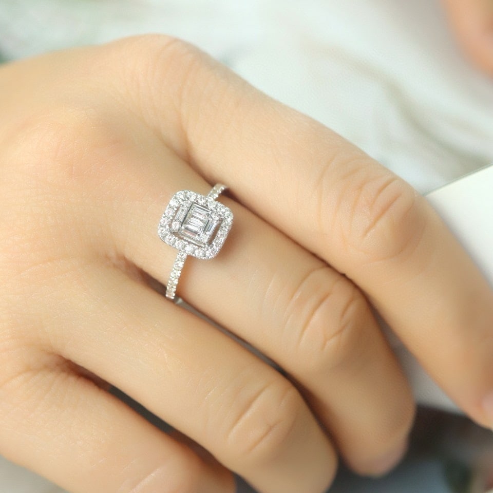 14k Gold 0.70 Ct Natural H Diamond Ring - 5