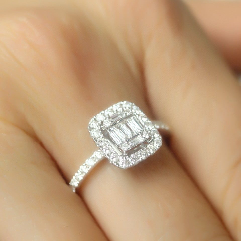 14k Gold 0.70 Ct Natural H Diamond Ring - 6