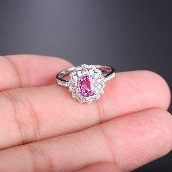 14k Gold 1.44 Ctw Natural Padparadscha Sapphire & Diamond Ring - 2