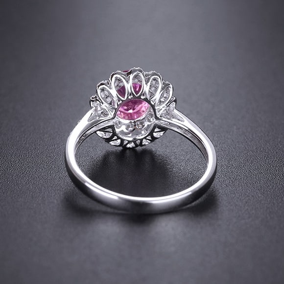 14k Gold 1.44 Ctw Natural Padparadscha Sapphire & Diamond Ring - 3