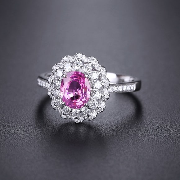 14k Gold 1.44 Ctw Natural Padparadscha Sapphire & Diamond Ring - 4