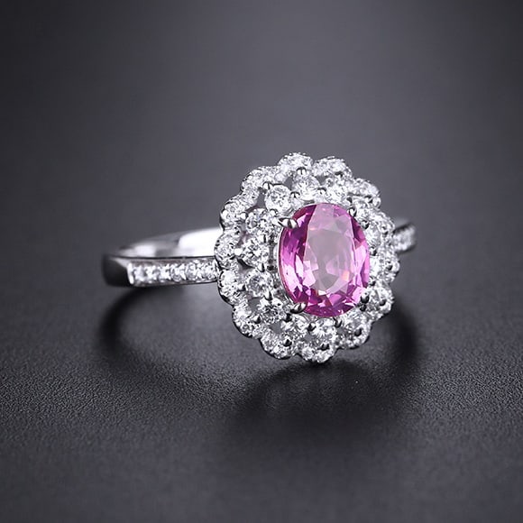 14k Gold 1.44 Ctw Natural Padparadscha Sapphire & Diamond Ring - 5