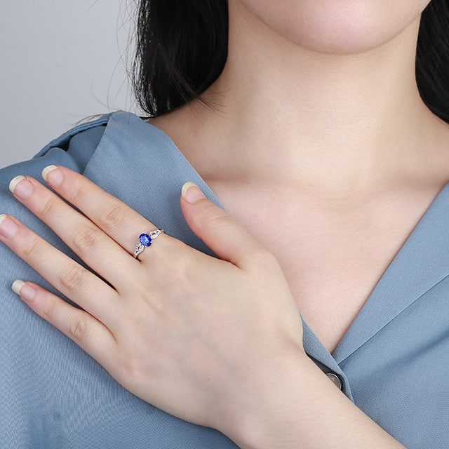14k Gold 0.97 Ctw Natural Sapphire & Diamond Ring - 2