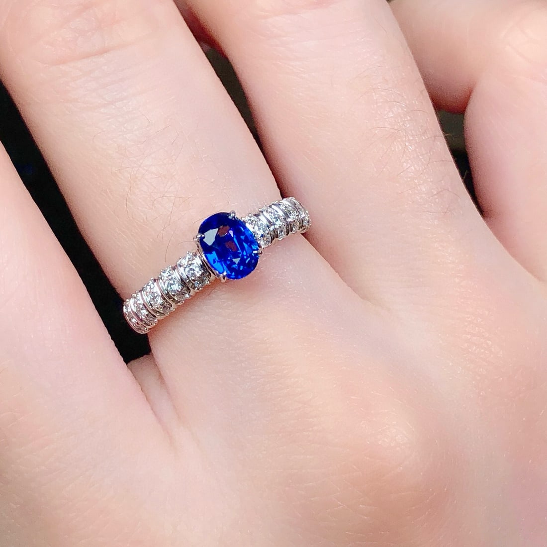14k Gold 1.09 Ctw Natural Sapphire & Diamond Ring - 5