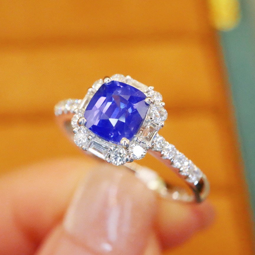 14k Gold 1.45 Ctw Natural Sapphire & Diamond Ring - 2