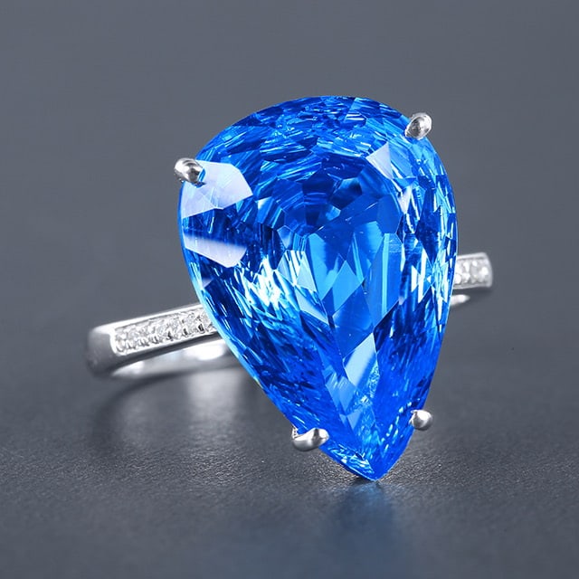 14k Gold 10.62 Ctw Natural Topaz & Diamond Ring - 3