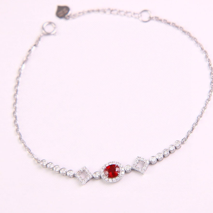 14k Gold 0.80 Ctw Natural Ruby & Diamond Bracelet - 2