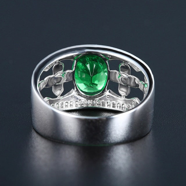 14k Gold 1.53 Ctw Vivid Green Natural Emerald & Diamond Ring - 4