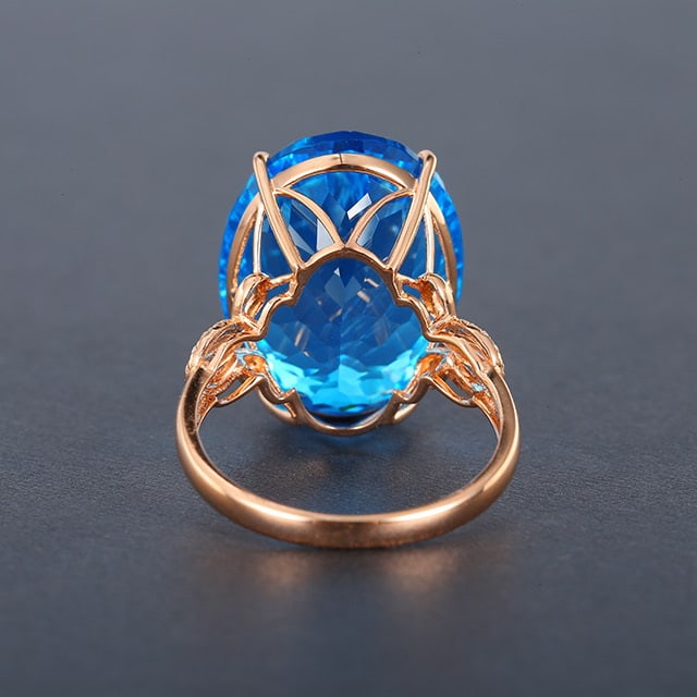 14k Gold 19.97 Ctw Natural Topaz & Diamond Ring - 4