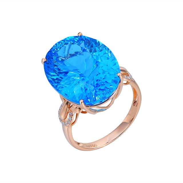 14k Gold 19.97 Ctw Natural Topaz & Diamond Ring - 5
