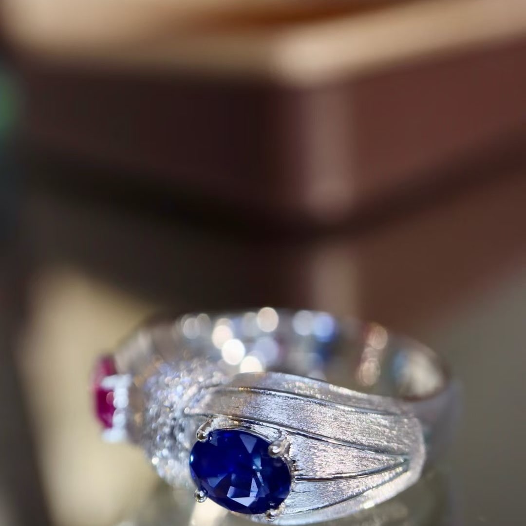 14k Gold 1.38 Ctw Natural Sapphire & Diamond Ring - 2